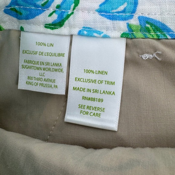 Lilly Pulitzer Women's Shorts Size 2 Linen Blue Green Pink Floral‎ Print NWT - Picture 4 of 6